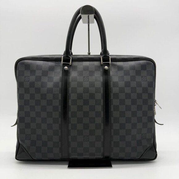 Authentic Louis Vuitton Damier Graphite Porte Document Voyage PM Bag Black Mens - Picture 4 of 16